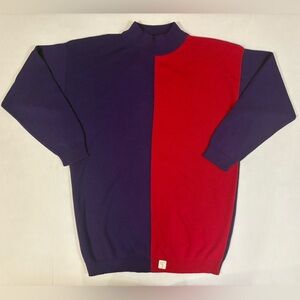 Vintage purple & red color block pullover crew neck sweater NWT